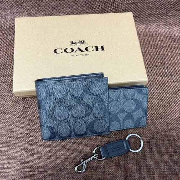 Coach Other - Coach Men’s 3-Piece Gift Set – Signature Black Wallet, Card Case & Keychain